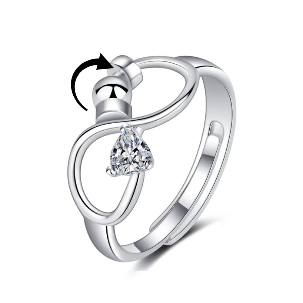 Personalised Birth Stone Adjustable Rotating Fidget Ring