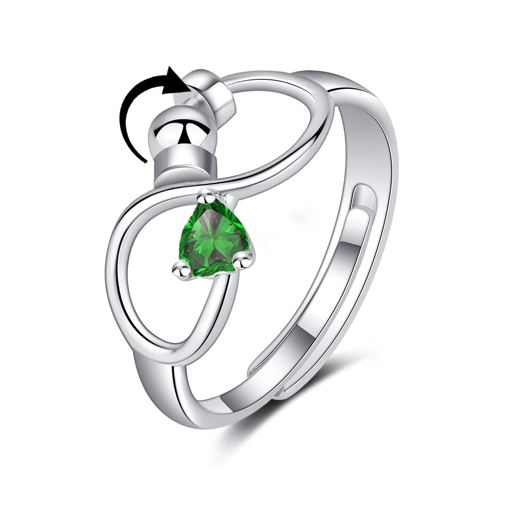 Personalised Birth Stone Adjustable Rotating Fidget Ring