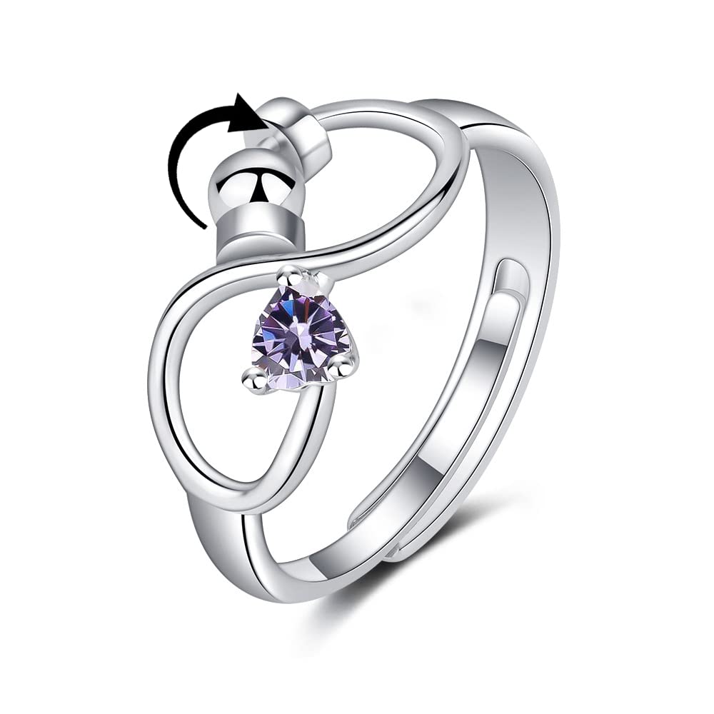 Personalised Birth Stone Adjustable Rotating Fidget Ring