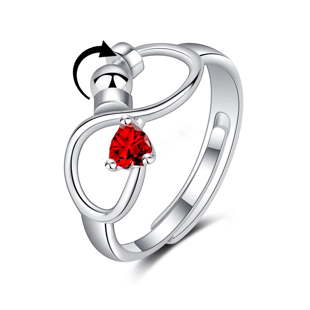 Personalised Birth Stone Adjustable Rotating Fidget Ring