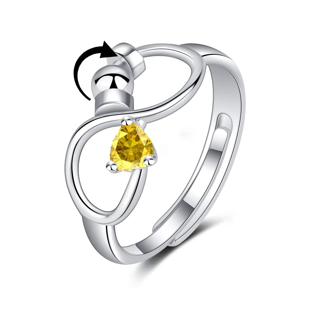 Personalised Birth Stone Adjustable Rotating Fidget Ring
