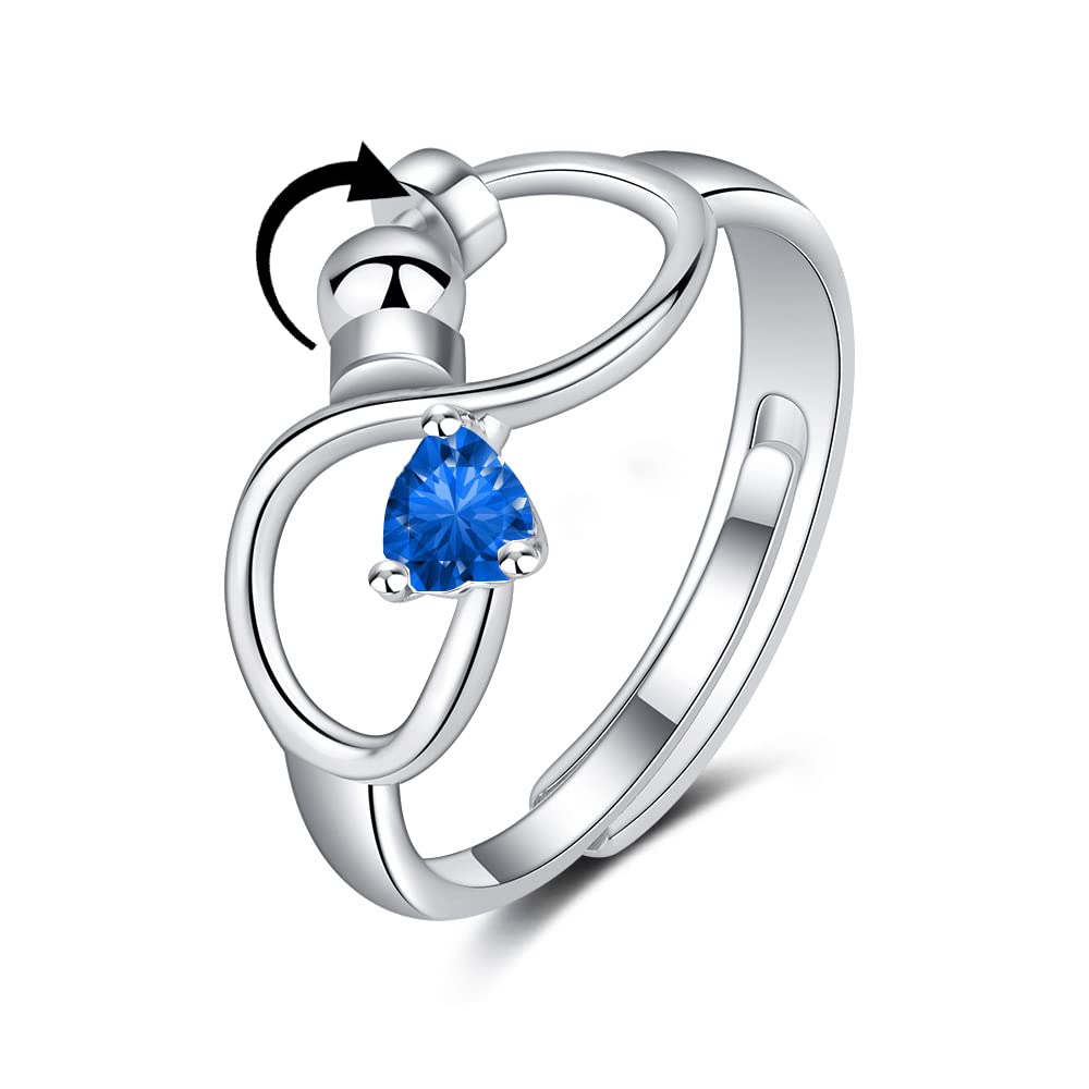 Personalised Birth Stone Adjustable Rotating Fidget Ring