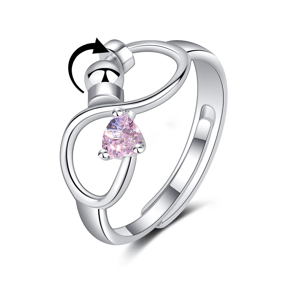Personalised Birth Stone Adjustable Rotating Fidget Ring