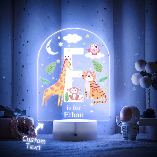 Personalised Animal Alphabet Led Color Changing Night Light