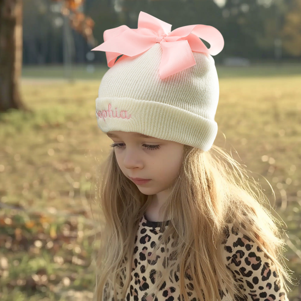 Personalised Name Baby Bow Beanie