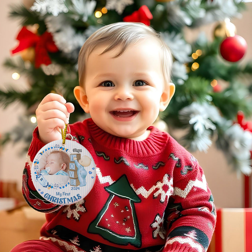 Personalised Baby's First Christmas Ornament with Photo Ceramic