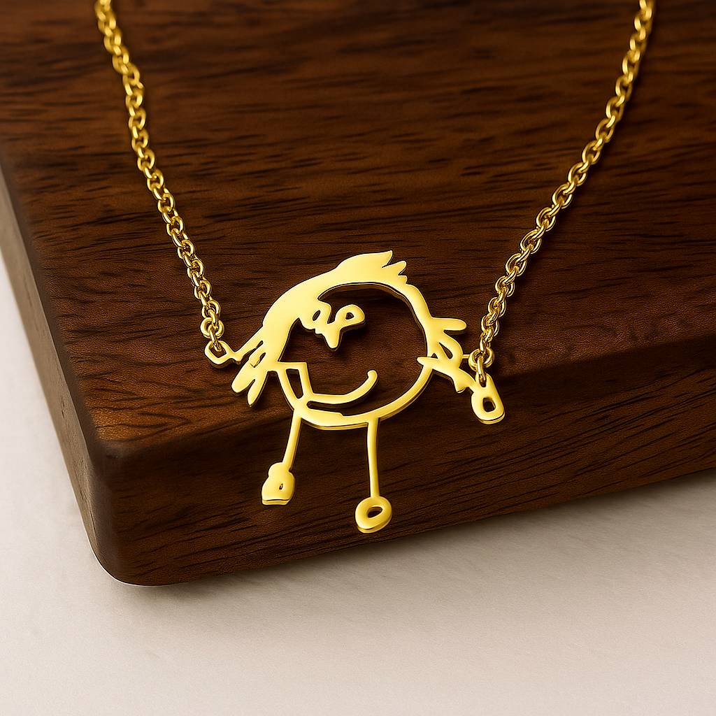 Personalised Line Art Necklace – Custom Pendant Made from Your Drawing