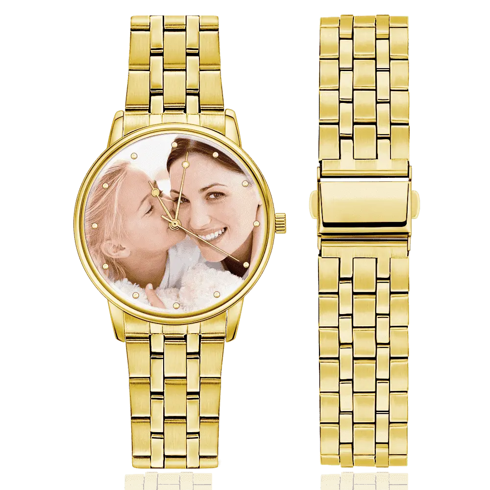Personalised Photo Engraved Text Watch Alloy Strap 38mm