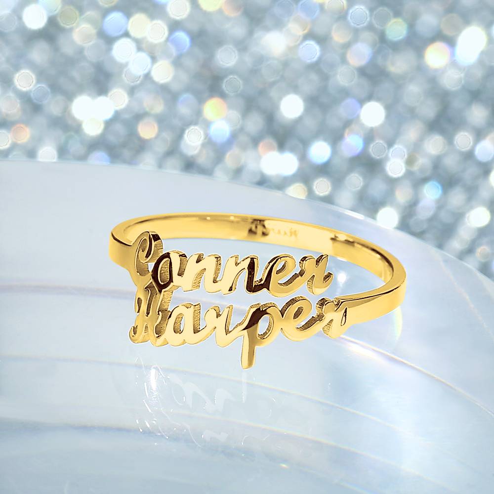 Personalised Double Names Ring - 925 Sterling Silver