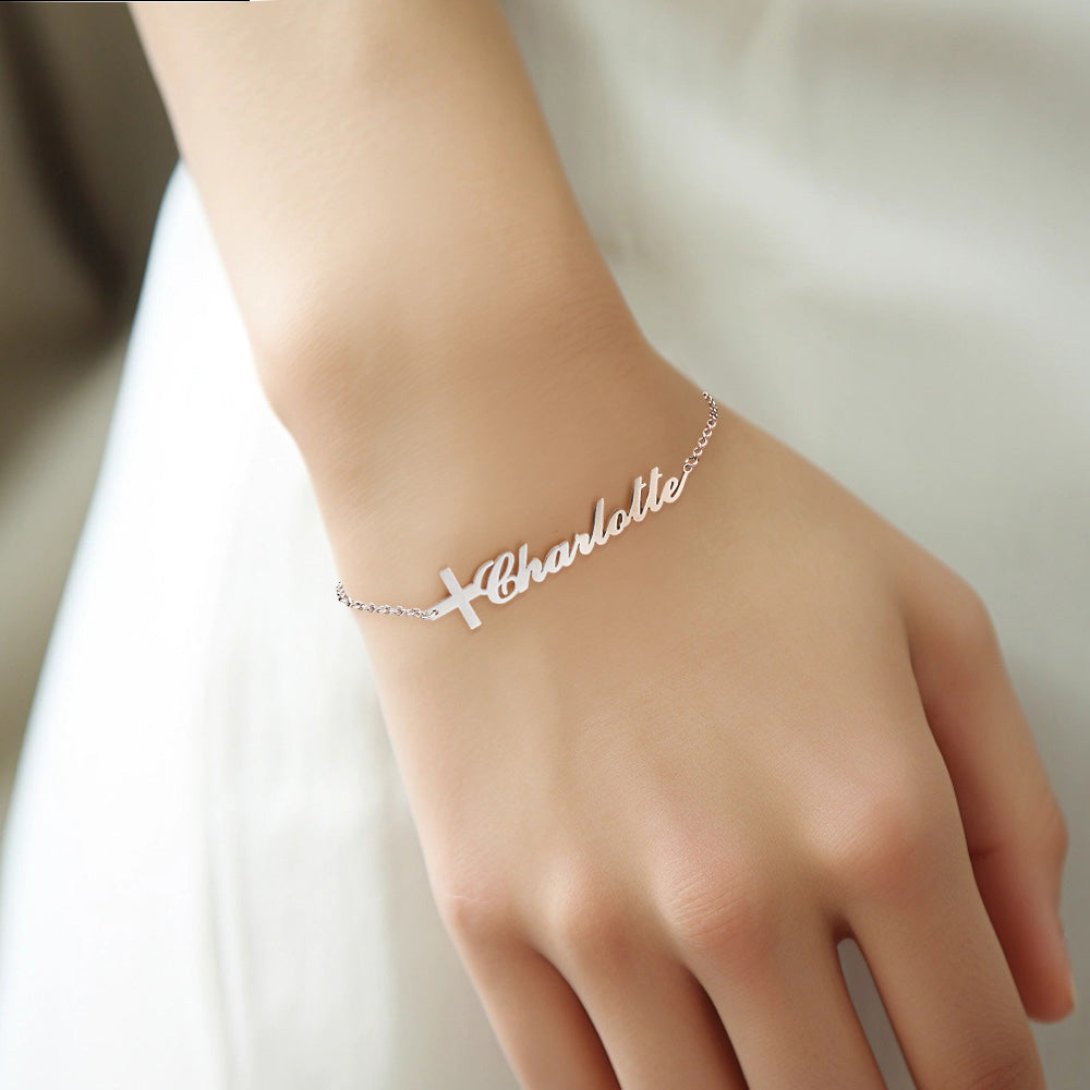Personalised Name Cross Bracelet