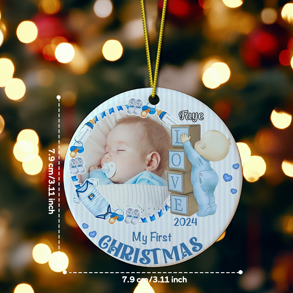Personalised Baby's First Christmas Ornament with Photo Ceramic
