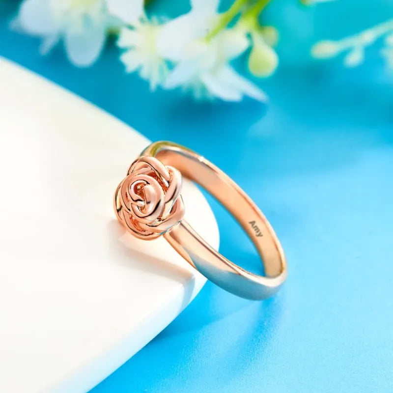 Personalised Engraved Name Rose Ring