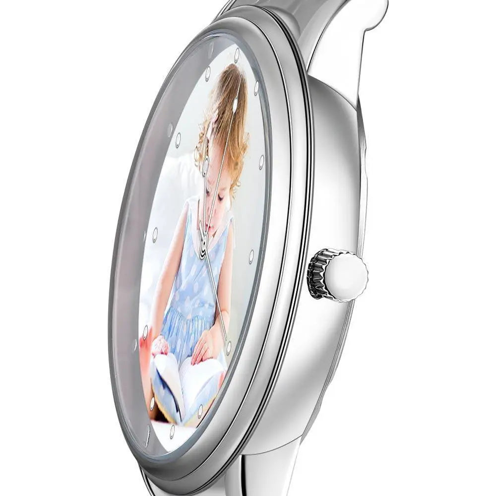 Personalised Photo Engraved Text Watch Alloy Strap 38mm