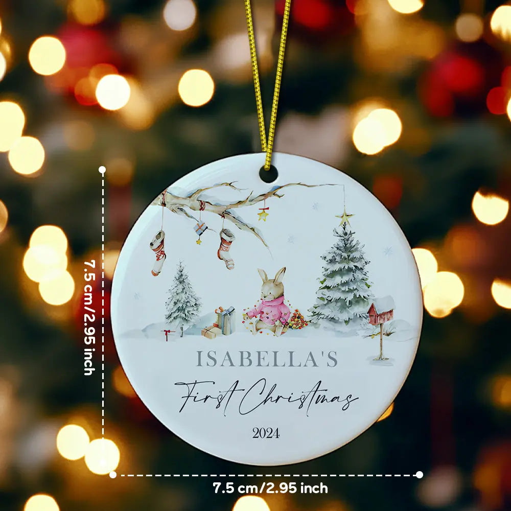 Personalised Rabbit Ceramic Ornament with Name