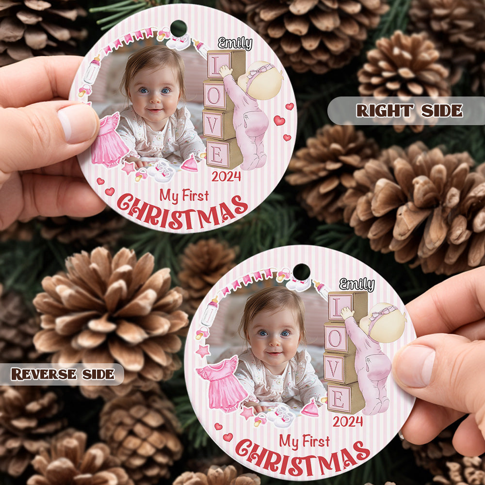 Personalised Baby's First Christmas Ornament with Photo Ceramic
