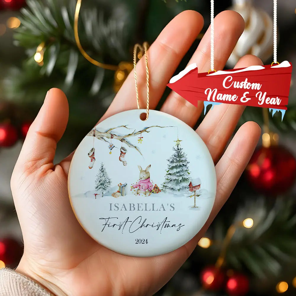 Personalised Rabbit Ceramic Ornament with Name
