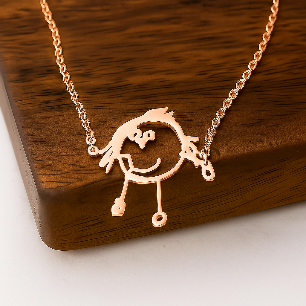 Personalised Line Art Necklace – Custom Pendant Made from Your Drawing