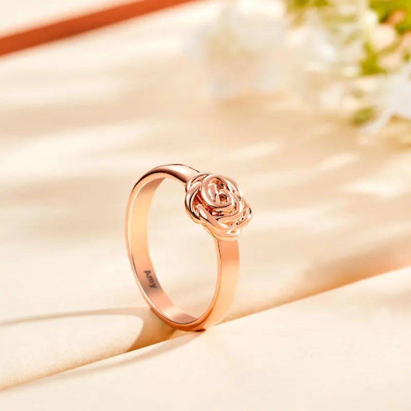 Personalised Engraved Name Rose Ring