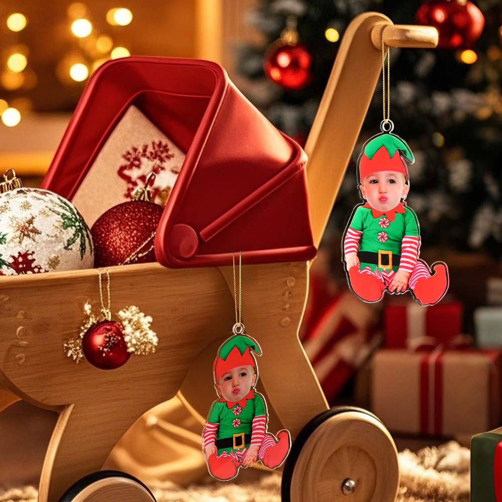Personalised Baby Elf Tree Ornament