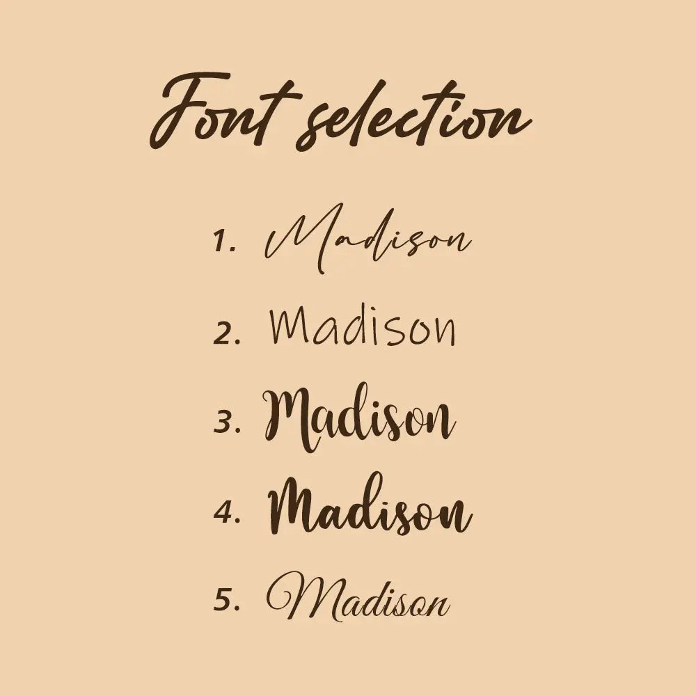 Comparison of 'Madison' font style available on a beige background