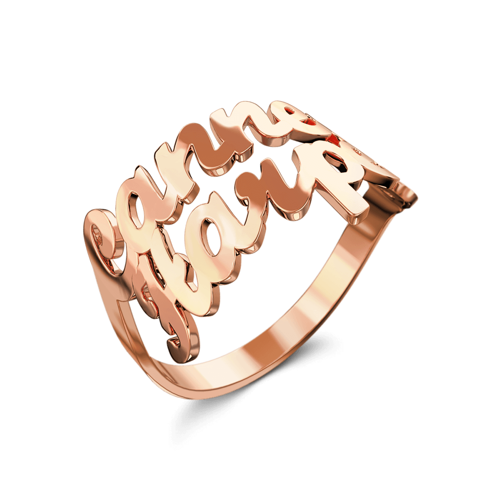 Personalised Double Names Ring - 925 Sterling Silver