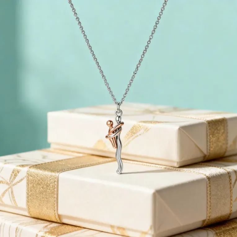 Mother & Child Hug Necklace - Two Tone